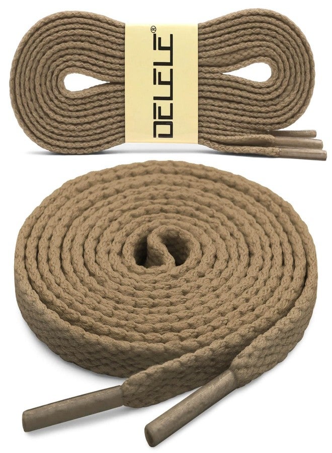 DELELE Flat Shoe Laces for Sneakers: 63 inch Khaki 6/25 inch Narrow Athletic Shoelaces 2 Pair - Image 2